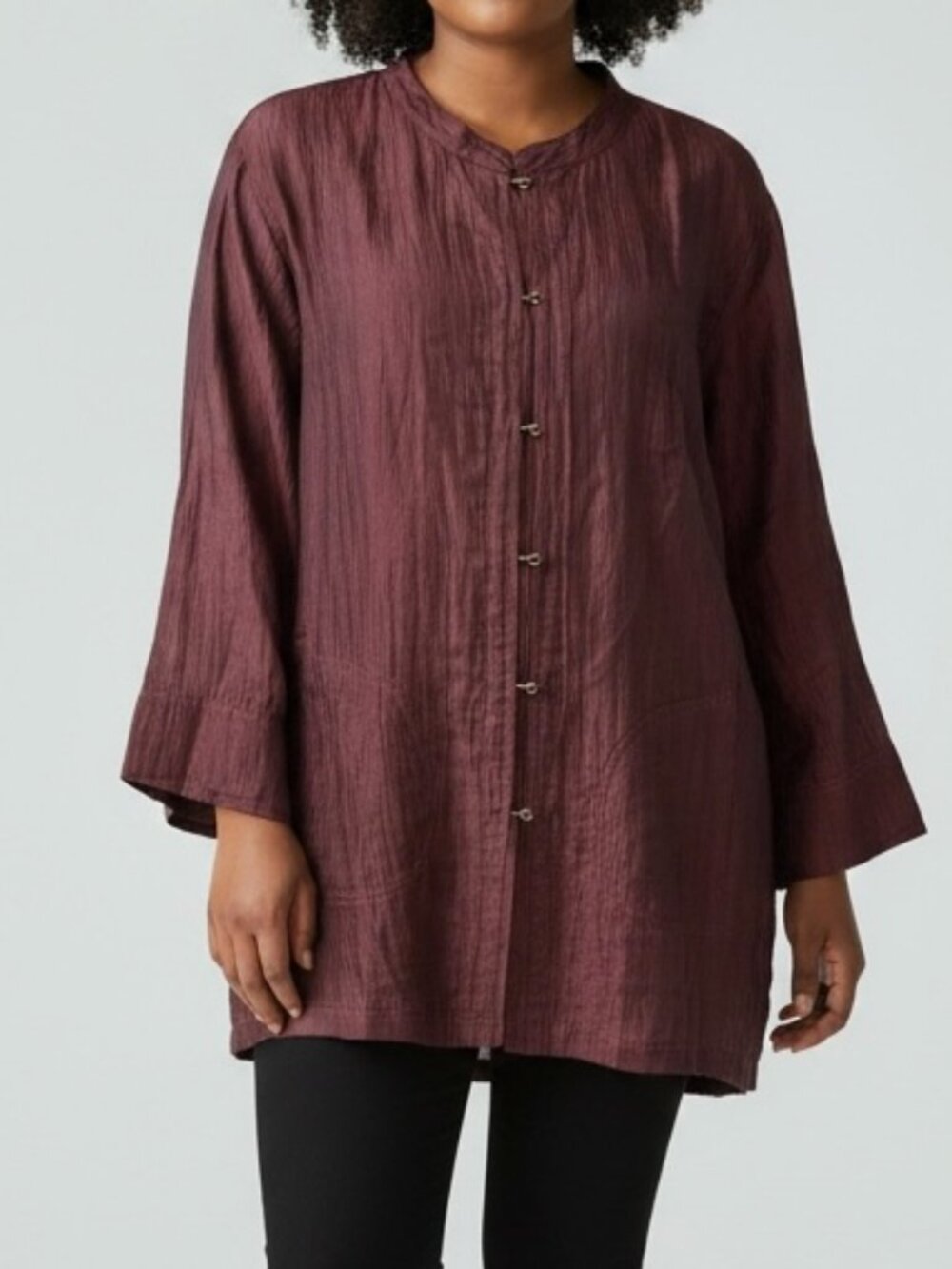 Citron Santa Monica Size 3X Burgundy Linen Shirt